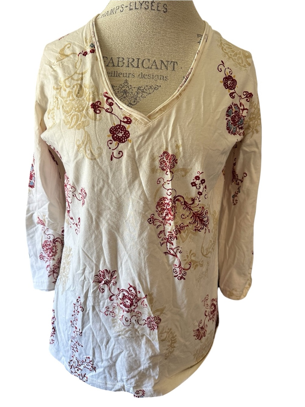 Women’s Columbia Floral Long Sleeve cotton shirt Large NWT Vneck